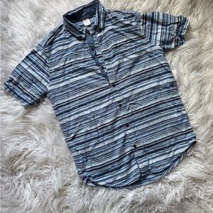 Gymboree Men's Navy and White Striped Button Down Shirt